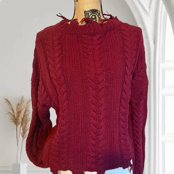 Boohoo Burgundy Cable Knit Sweater - Picture 4 of 11